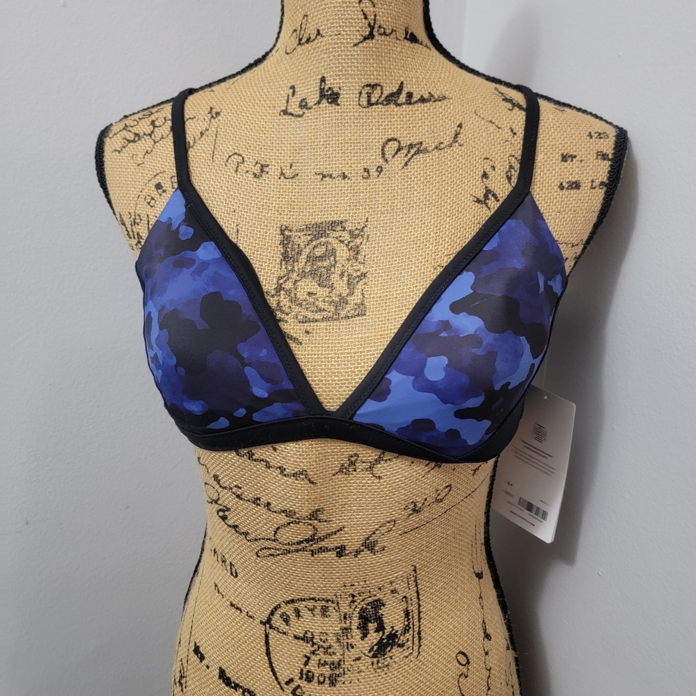 Blue Camouflage Bikini Top